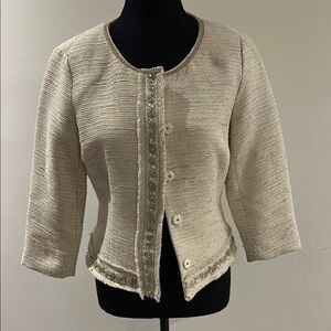 Tristan Cream Blazer with Textured Fabric and Fitted Silhouette